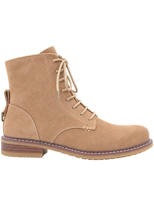 Bottines plates cuir naturel purapiel - Kiabi