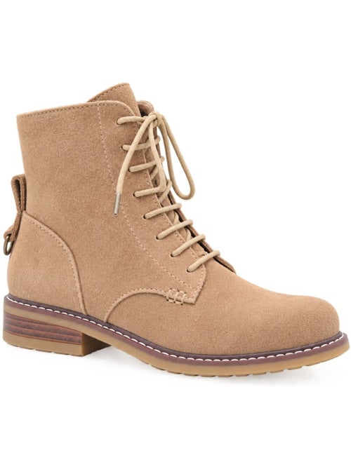 Bottines plates cuir naturel purapiel - Kiabi