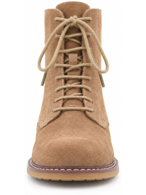 Bottines plates cuir naturel purapiel - Kiabi