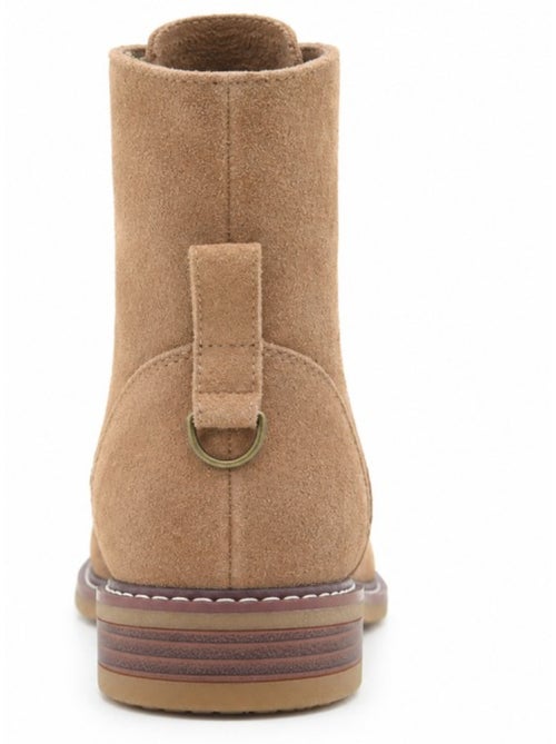 Bottines plates cuir naturel purapiel - Kiabi