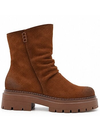 Bottines plates cuir naturel purapiel