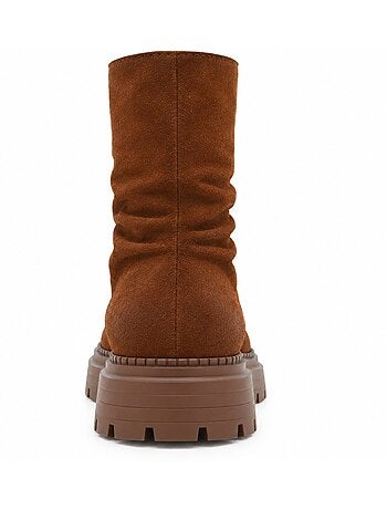 Bottines plates cuir naturel purapiel