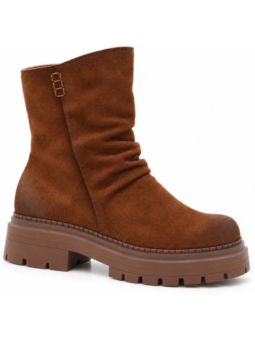 Bottines plates cuir naturel purapiel - Kiabi Bottines plates cuir naturel purapiel - Kiabi