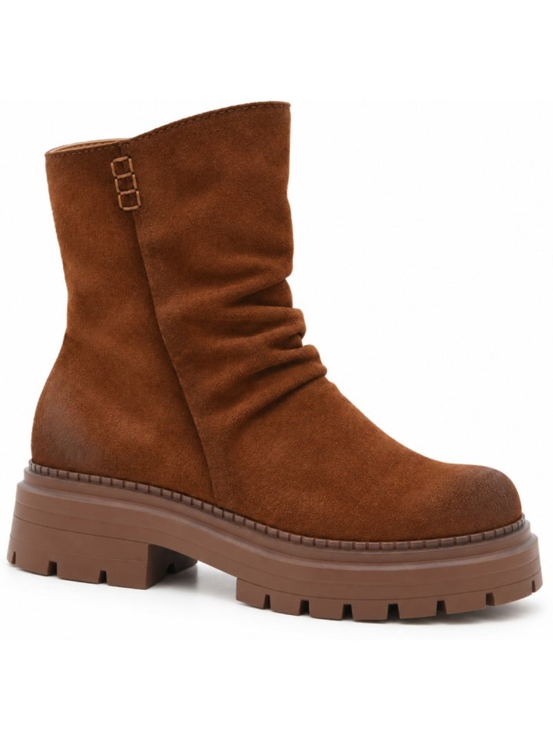 Bottines plates cuir naturel purapiel Marron - Kiabi