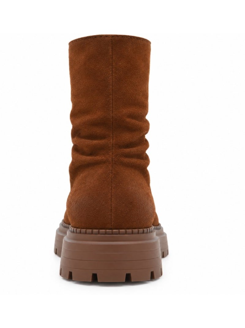 Bottines plates cuir naturel purapiel Marron - Kiabi