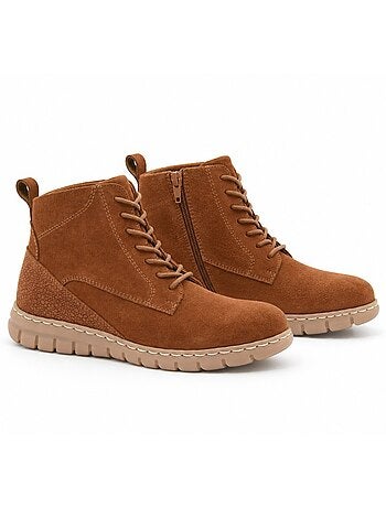 Bottines plates cuir naturel purapiel