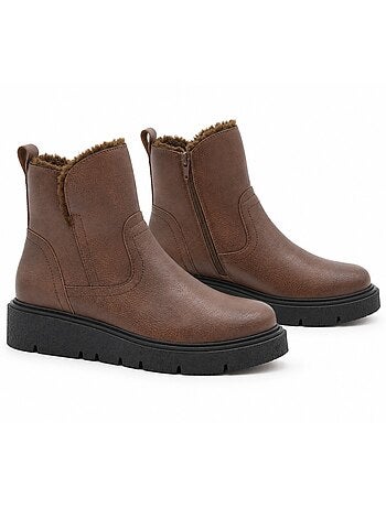 Bottines plates cuir naturel purapiel