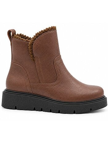 Bottines plates cuir naturel purapiel