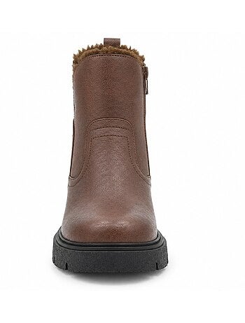 Bottines plates cuir naturel purapiel