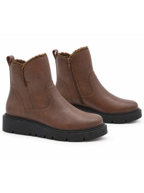 Bottines plates cuir naturel purapiel - Kiabi Bottines plates cuir naturel purapiel - Kiabi