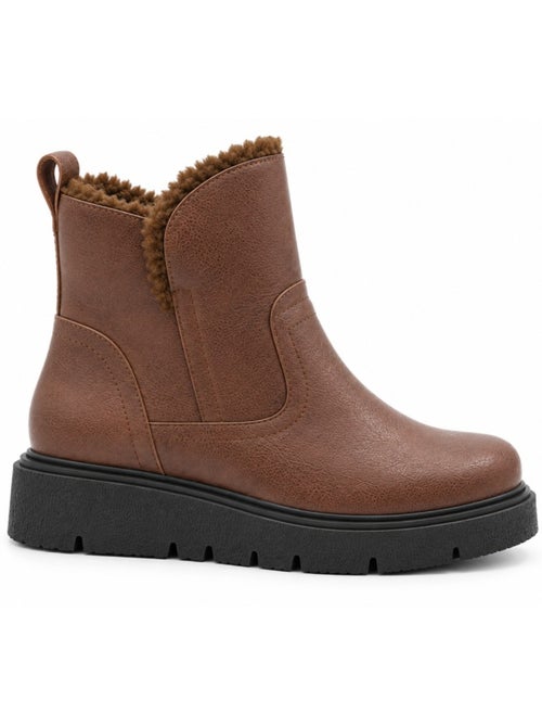Bottines plates cuir naturel purapiel - Kiabi Bottines plates cuir naturel purapiel - Kiabi