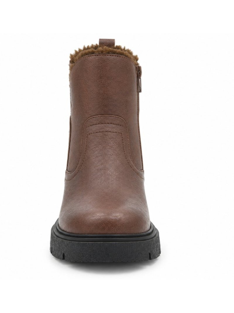 Bottines plates cuir naturel purapiel Marron - Kiabi