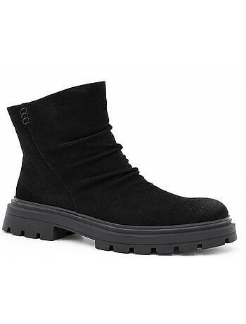 Bottines plates cuir naturel purapiel