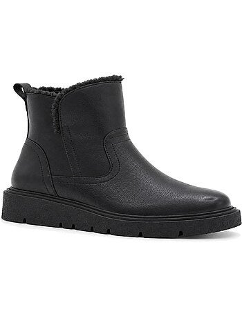 Bottines plates cuir naturel purapiel