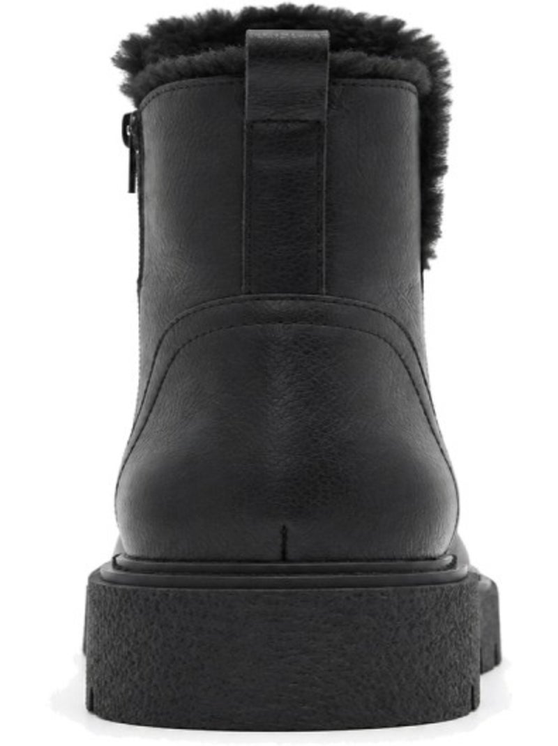 Bottines plates cuir naturel purapiel Noir - Kiabi