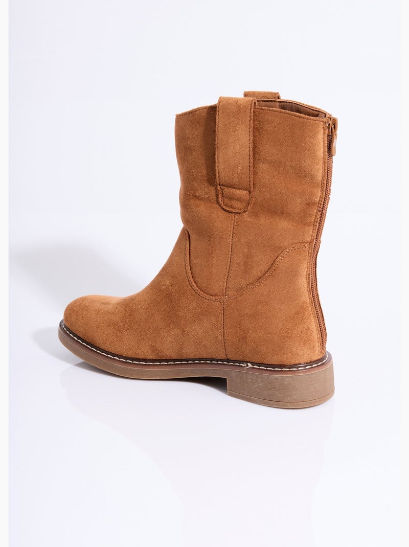 Bottines plates en suédine - AFIBEL Camel - Kiabi