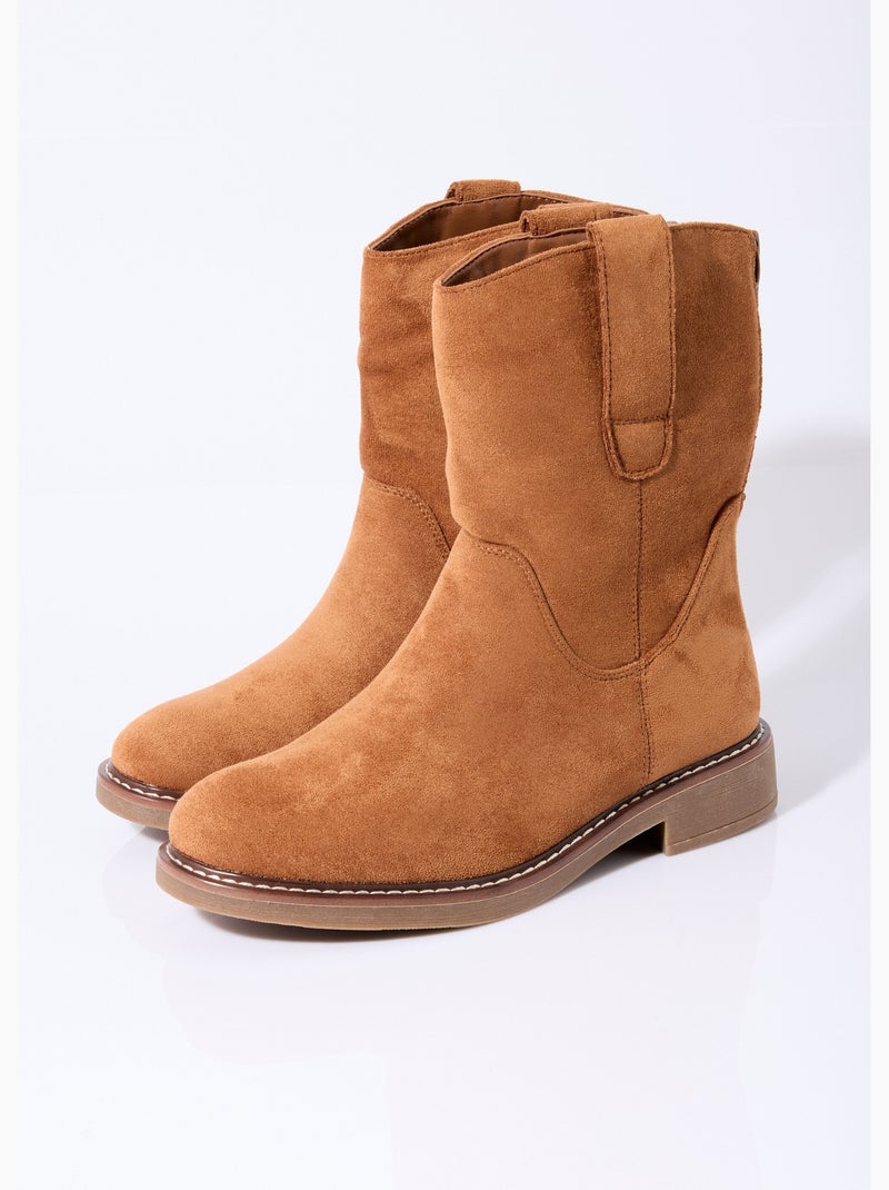 Bottines plates en suédine - AFIBEL Camel - Kiabi