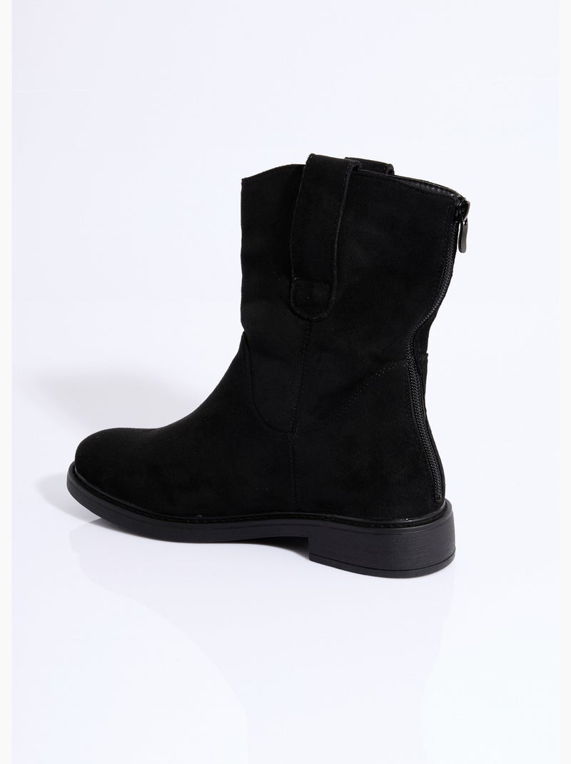 Bottines plates en suédine - afibel Noir - Kiabi
