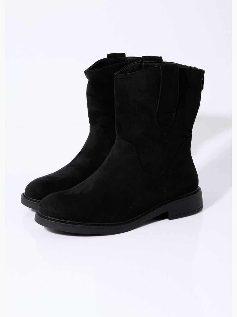 Bottines plates en suédine - afibel Noir - Kiabi