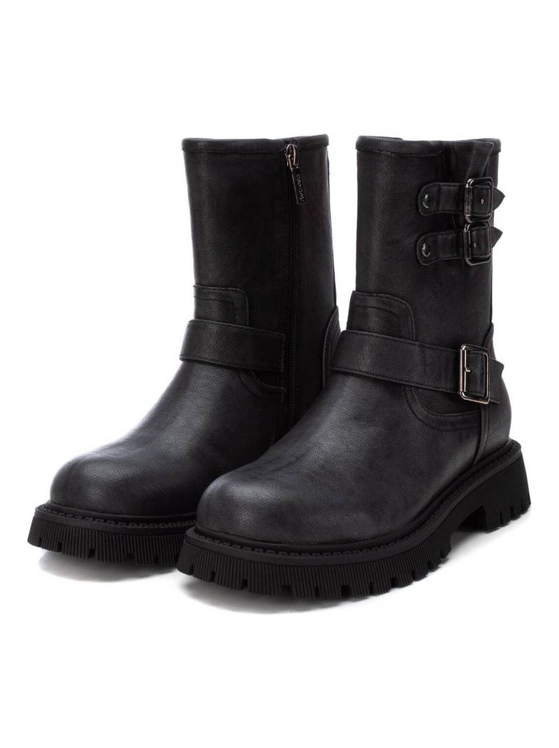 Bottines plates femme à fermeture éclair Noir - Kiabi