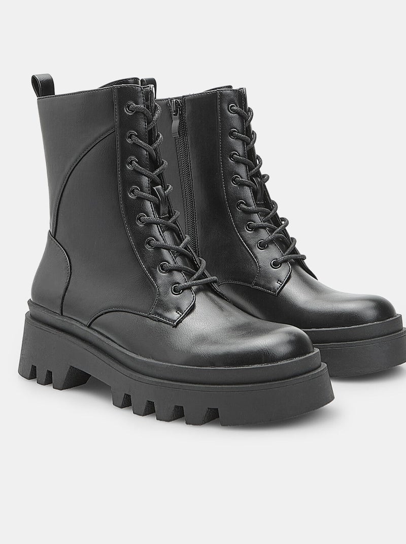 Bottines pour femme avec semelle track Bata Noir - Kiabi