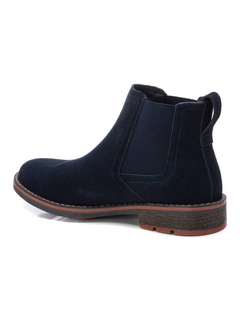 Bottines pour homme en cuir Bleu - Kiabi