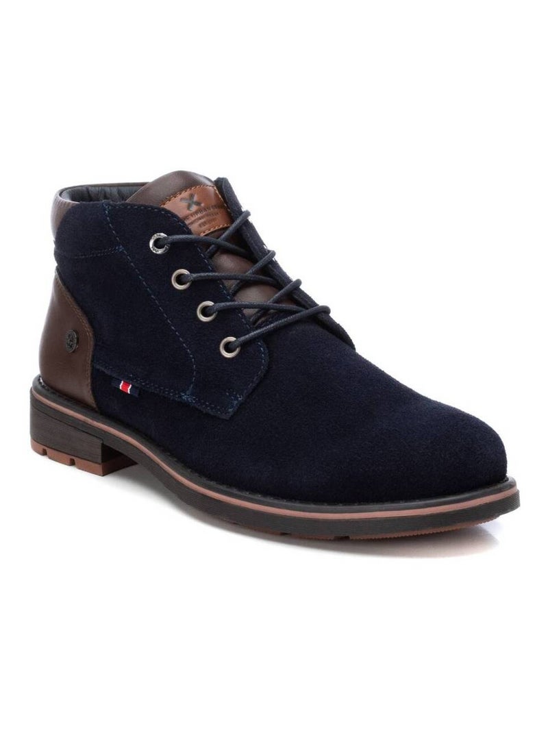Bottines pour homme en cuir Bleu - Kiabi