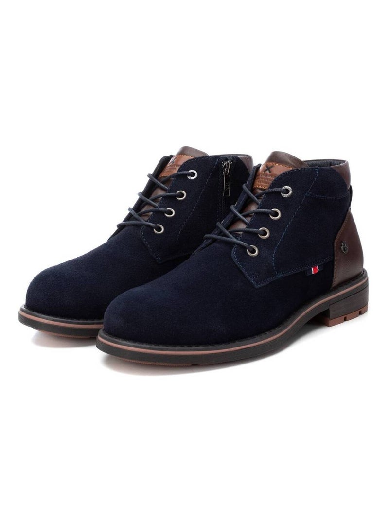 Bottines pour homme en cuir Bleu - Kiabi