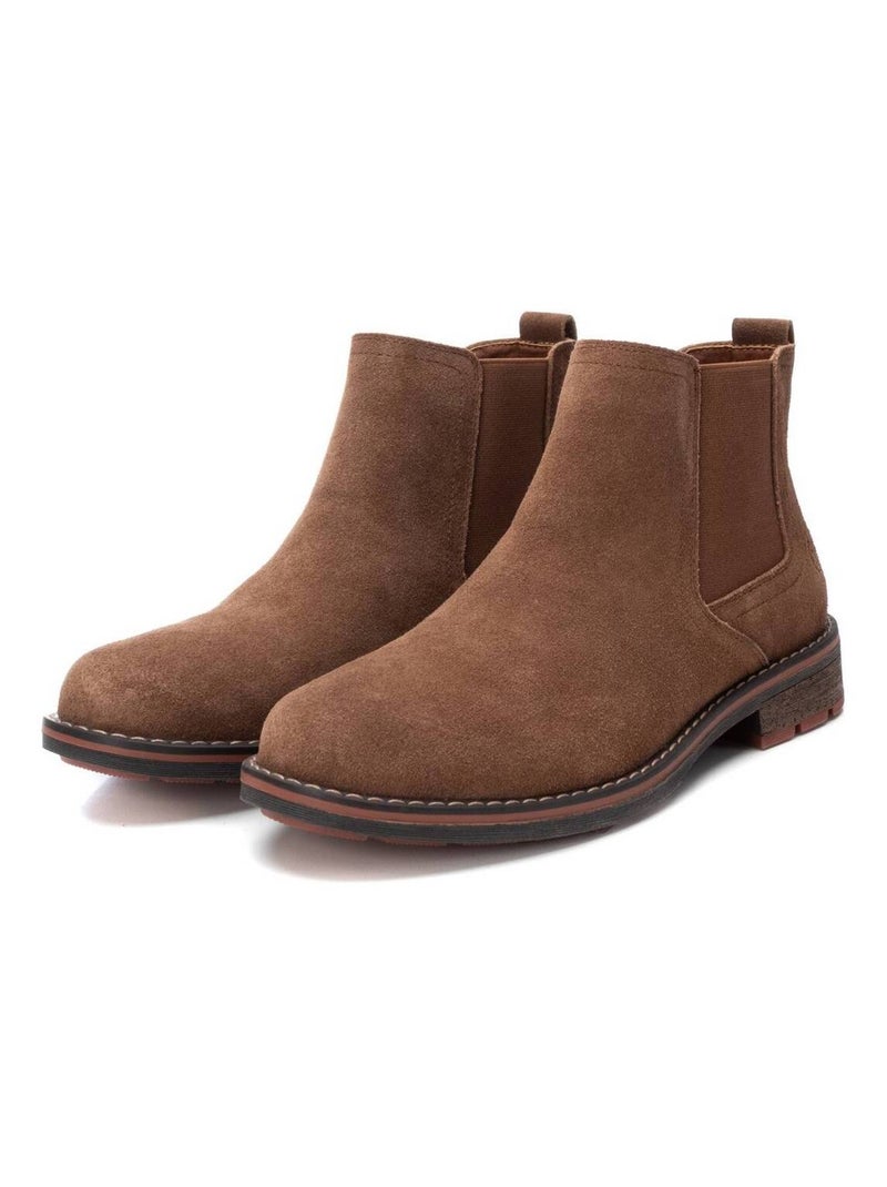 Bottines pour homme en cuir Camel - Kiabi