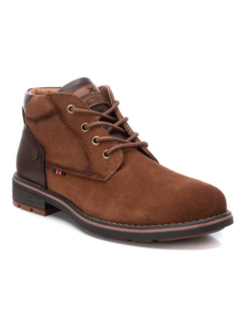 Bottines pour homme en cuir Camel - Kiabi