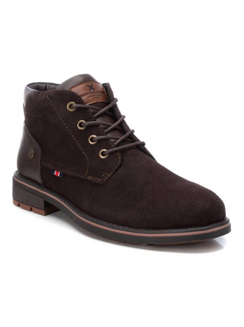 Bottines pour homme en cuir Marron - Kiabi