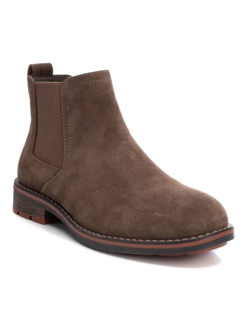 Bottines pour homme en cuir Taupe - Kiabi