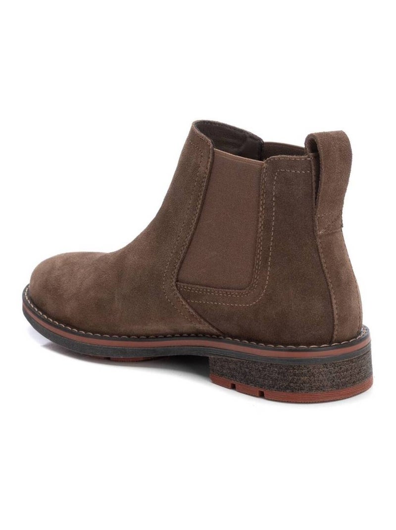 Bottines pour homme en cuir Taupe - Kiabi