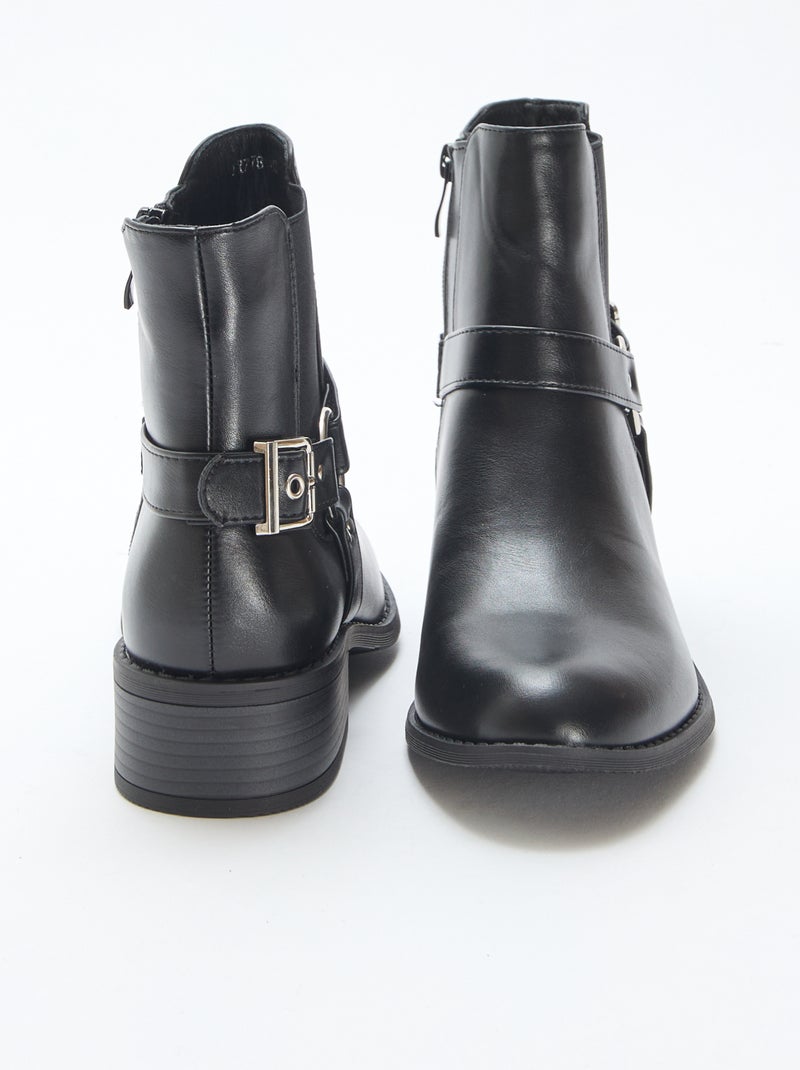 Bottines rock en simili Noir - Kiabi