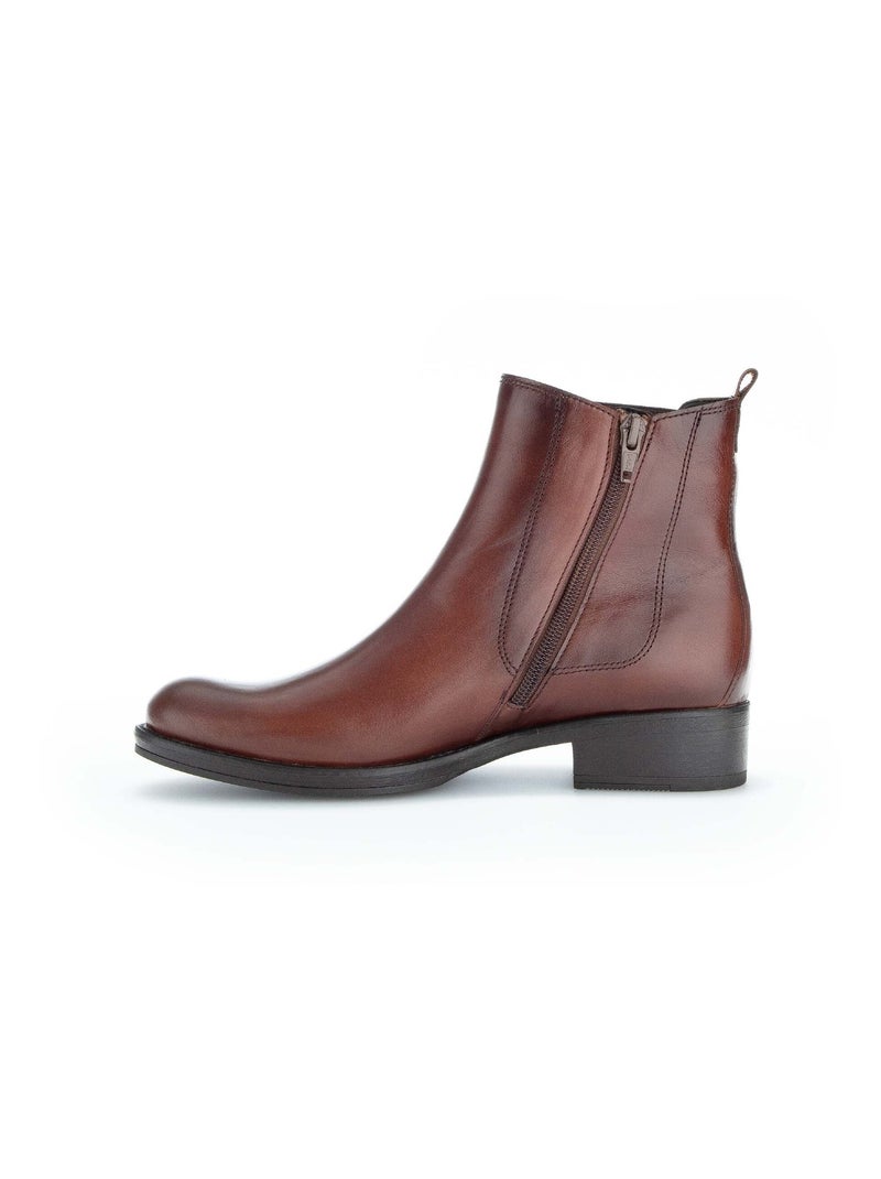 Bottines s en cuir lisse Marron - Kiabi