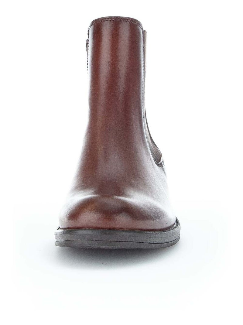 Bottines s en cuir lisse Marron - Kiabi