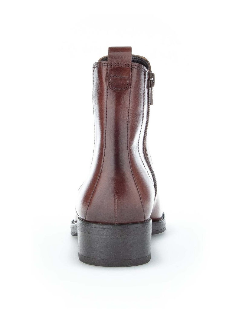 Bottines s en cuir lisse Marron - Kiabi