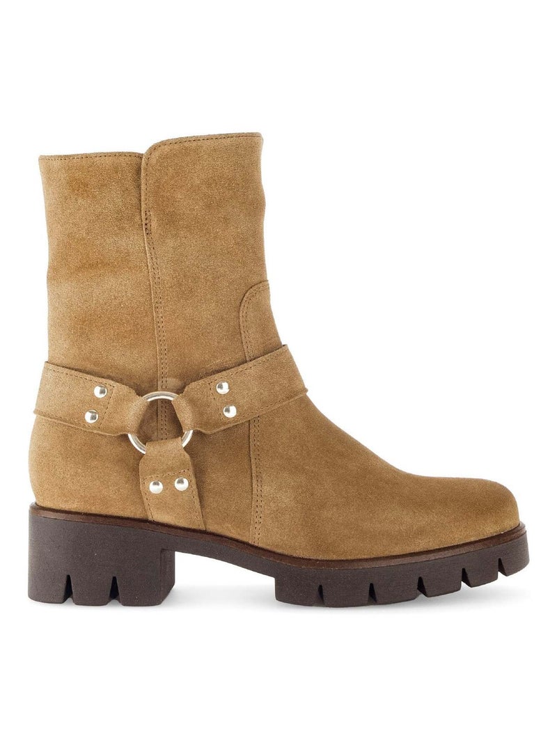 Bottines s en cuir velours Gabor Marron - Kiabi
