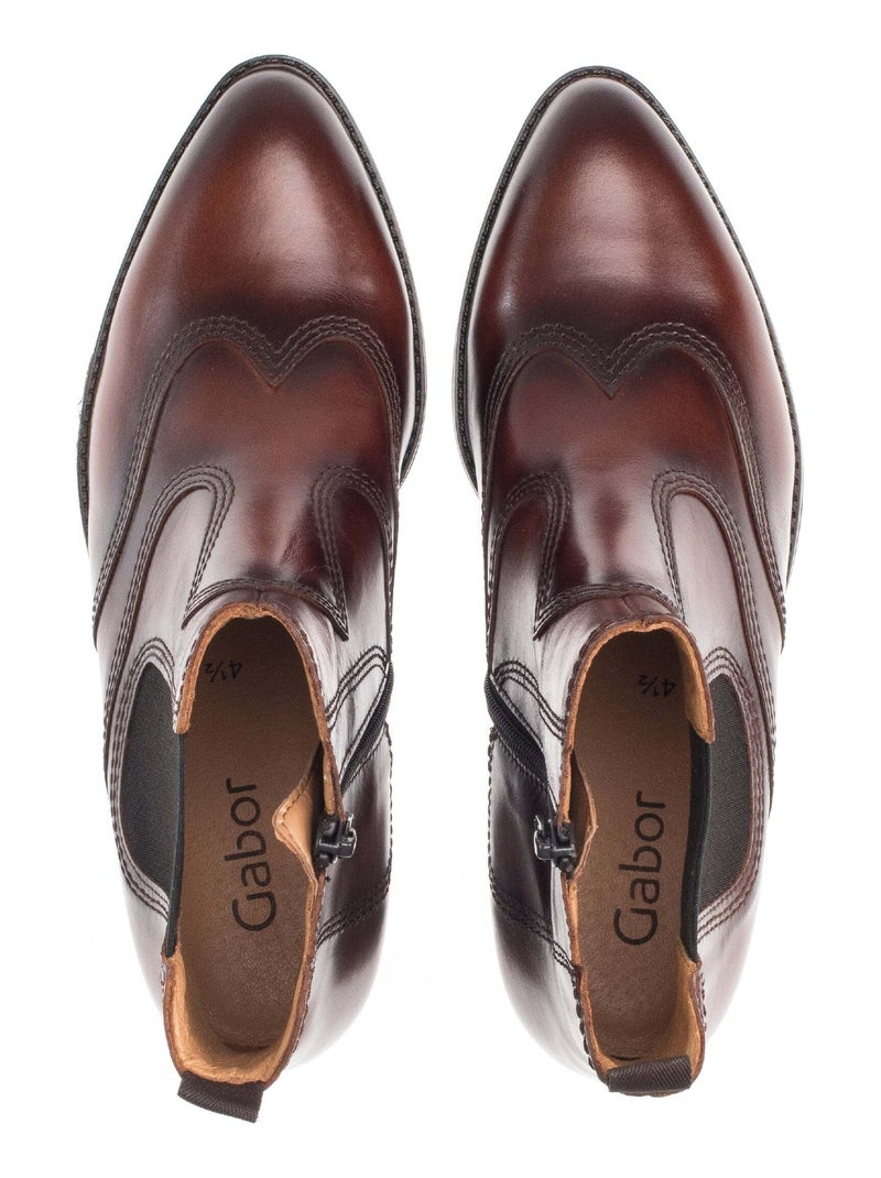 Bottines santiag  en cuir Marron - Kiabi