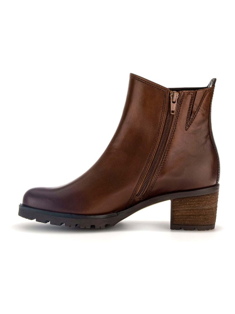 Bottines sattel en cuir lisse Gabor Marron - Kiabi