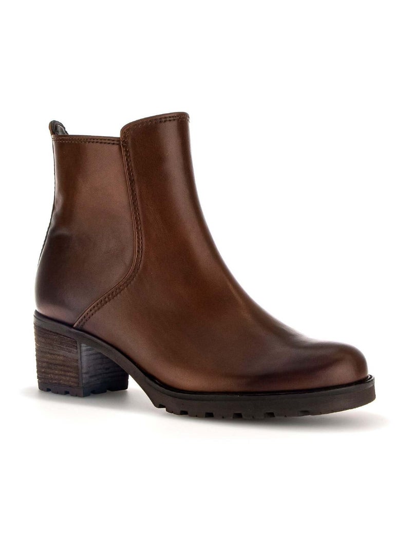 Bottines sattel en cuir lisse Gabor Marron - Kiabi