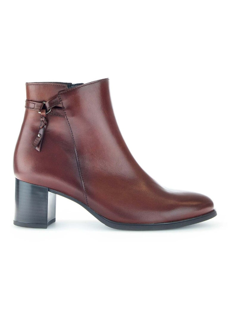 Bottines sattel en cuir lisse Gabor Marron - Kiabi