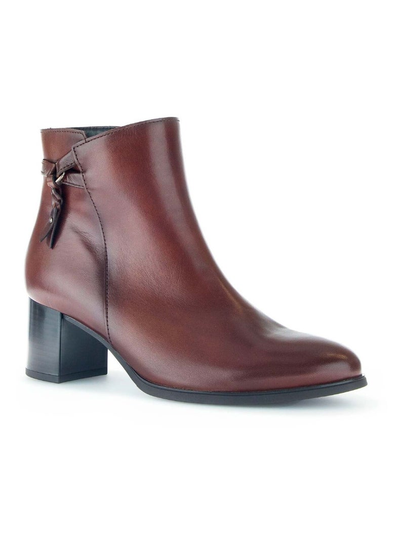Bottines sattel en cuir lisse Gabor Marron - Kiabi