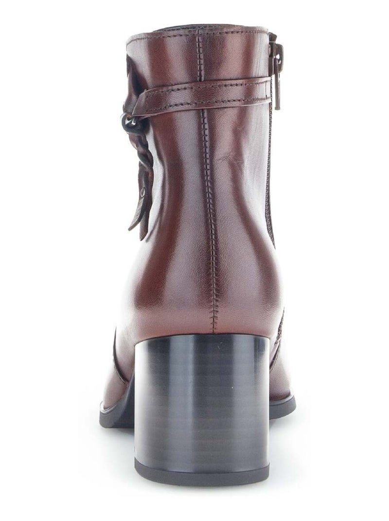 Bottines sattel en cuir lisse Gabor Marron - Kiabi