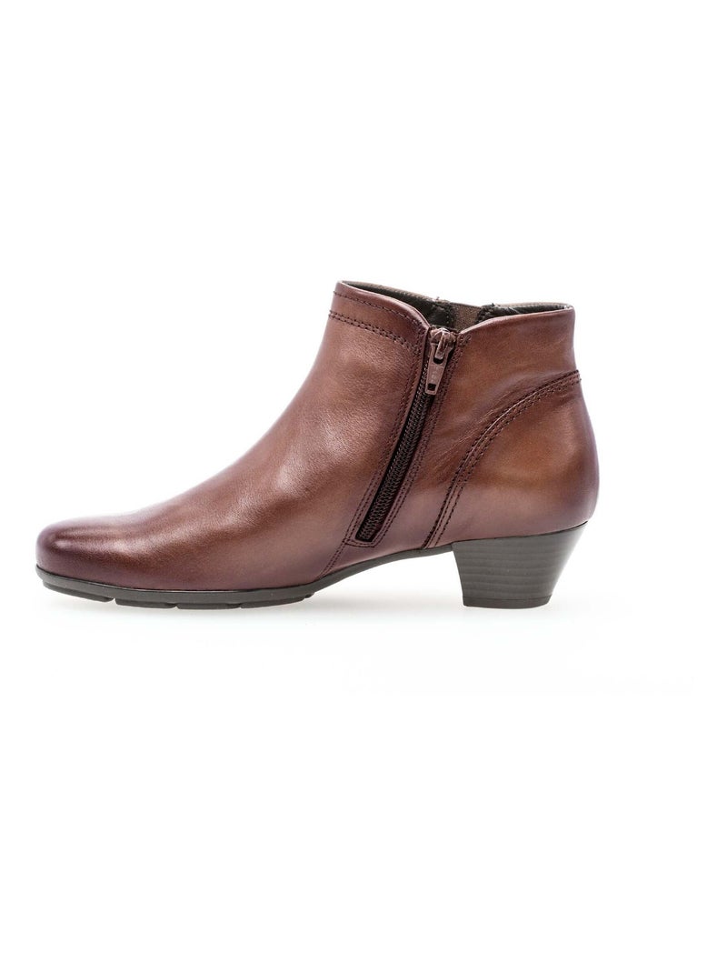 Bottines sattel en cuir lisse Gabor Marron - Kiabi