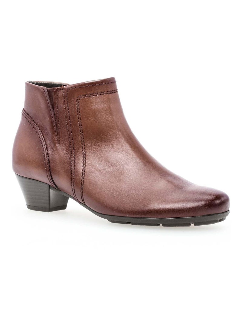 Bottines sattel en cuir lisse Gabor Marron - Kiabi
