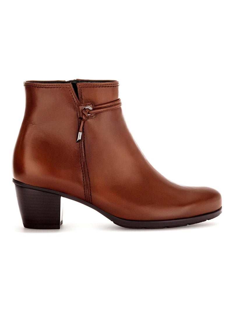 Bottines sattel en cuir lisse Gabor Marron - Kiabi
