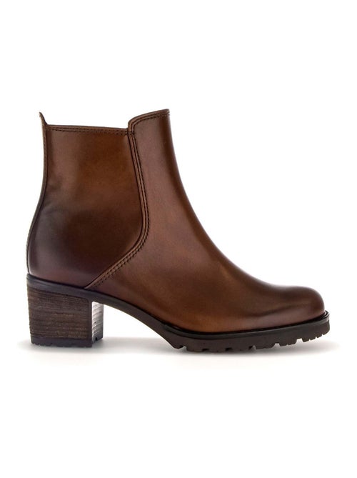 Bottines sattel en cuir lisse - Kiabi
