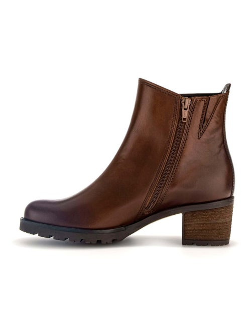 Bottines sattel en cuir lisse - Kiabi