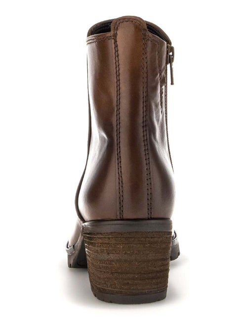 Bottines sattel en cuir lisse - Kiabi